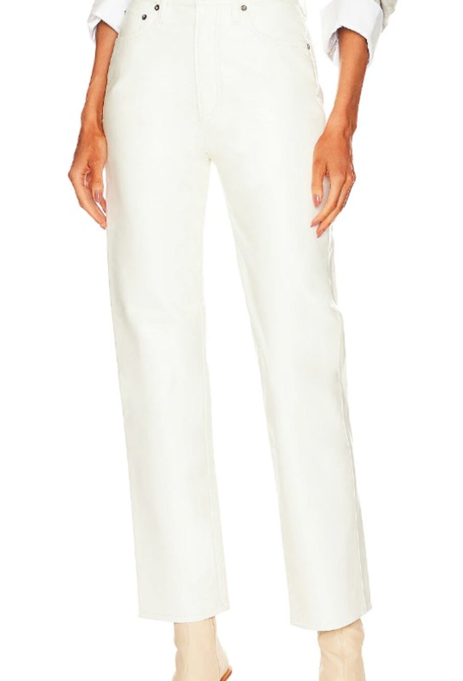 AGOLDE Recycled Leather 90's Pinch Waist White Jeans 30